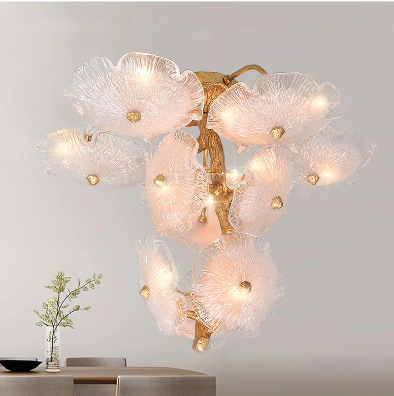 

Phube Lighting Copper Branches Leaves Ceiling Light Lustre Bar Salon Hotel Project Light Lighting Free Shipping