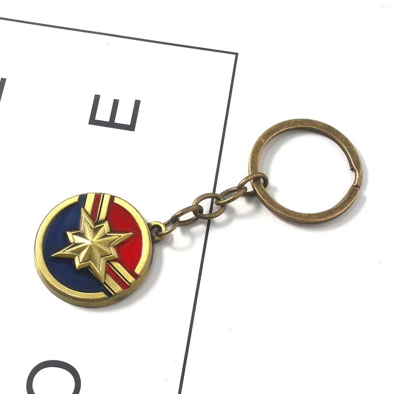 

2019 Movie Captain Marvel Keychains Red and Blue Colors Vintage Round Pendant For Man Car Woman Bag Jewelry