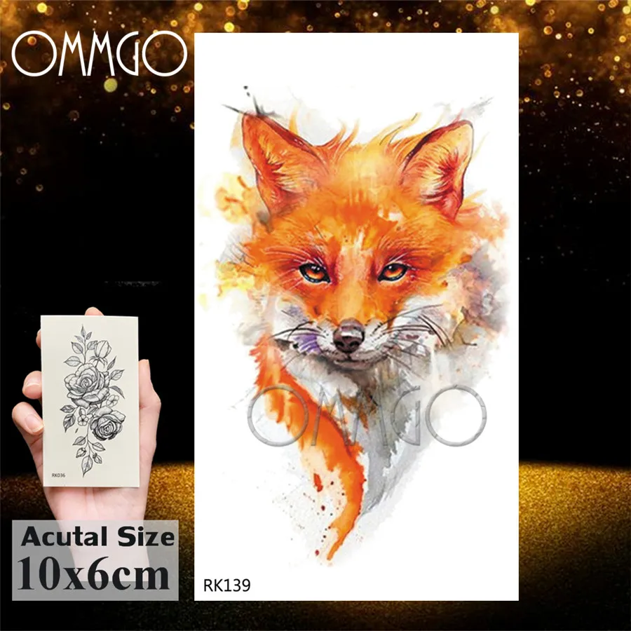 OMMGO Tribale Serie Volpe Autoadesivi Provvisori Del Tatuaggio Acquerello Falso Tatuaggi Per Le Donne Degli Uomini Personalizzato Flash Impermeabile Tatuaggi Body Art - immagine 2
