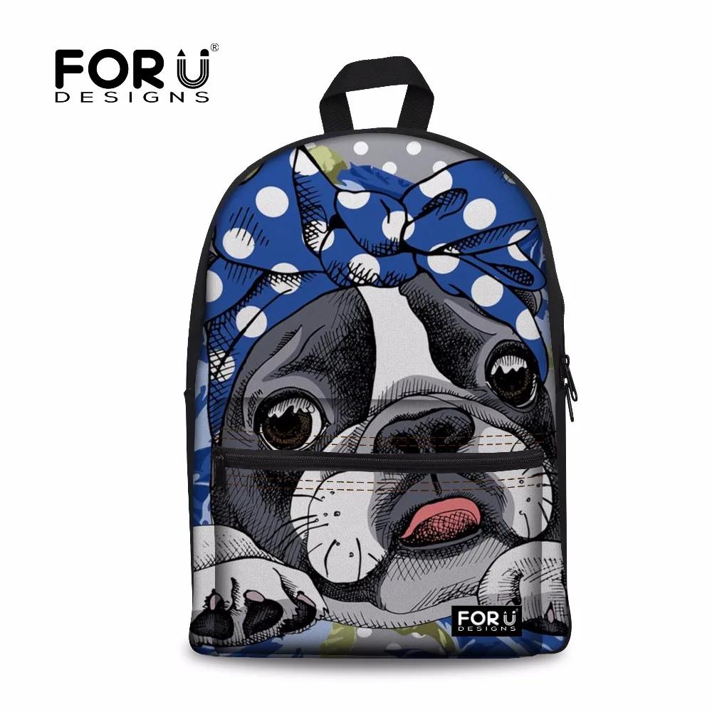 FORUDESIGNS Бостон терьер узор Kawaii школьные сумки для девочек ортопедические рюкзаки