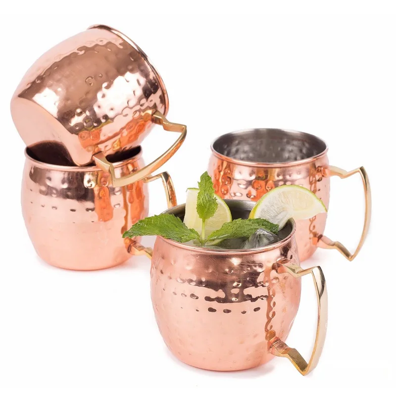 

Stainless Steel Drum Type Moscow Mug Hammered Copper Plated Beer Mug Beer Cup Water Drinkware 400ml