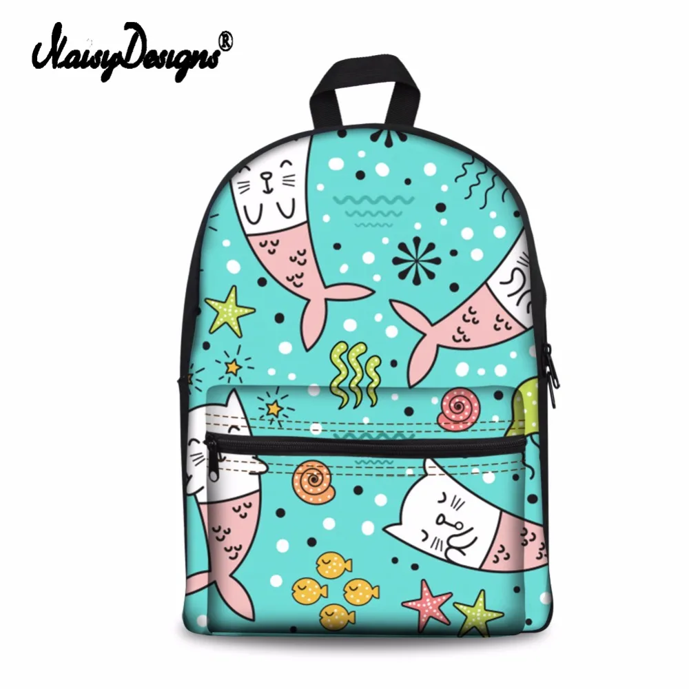 Noisydesigns кошка узор аниме Школьный рюкзак с рисунком печати холст обувь для девочек Школьный рюкзак студент школьный рюкзак подростков Mochila