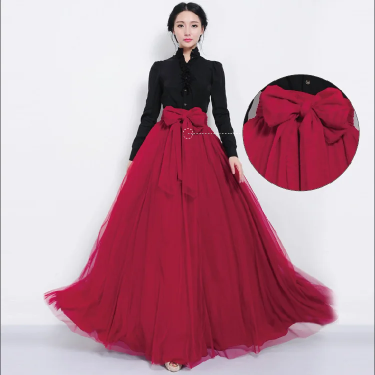 

Lolita New Women Lace Floor-length High Waist Skirts Harajuku Faldas Mujer Moda 2019 Maxi Boho Tulle Skirt For Clothse Korean