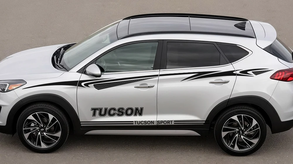 2pcs Car Both Side Door Stickers Vinyl Film Automobiles Sports Graphics Decals For Hyundai Tucson Styling Tuning Car Accessories