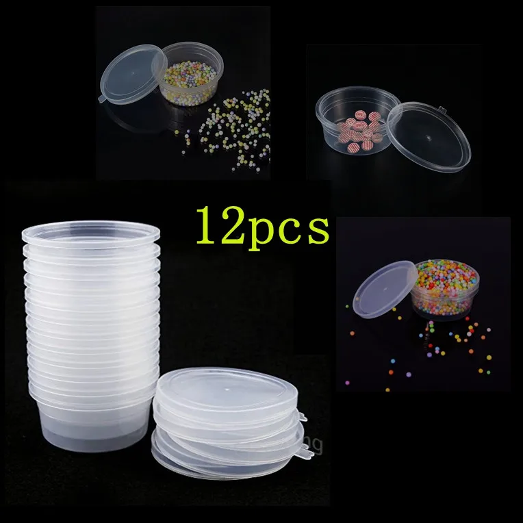 

12 Pc Slime Storage Containers Foam Ball Storage Cups Containers With Lids Plastic storage box for multi-purpose new 422