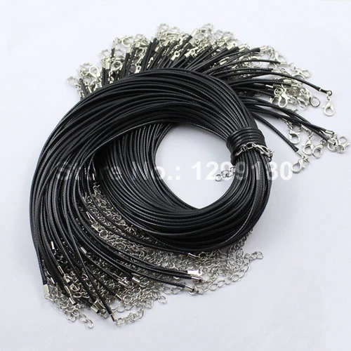 50pcs/lot 17 19 Inch Adjustable Black Necklace Korea Wax rope Cord
