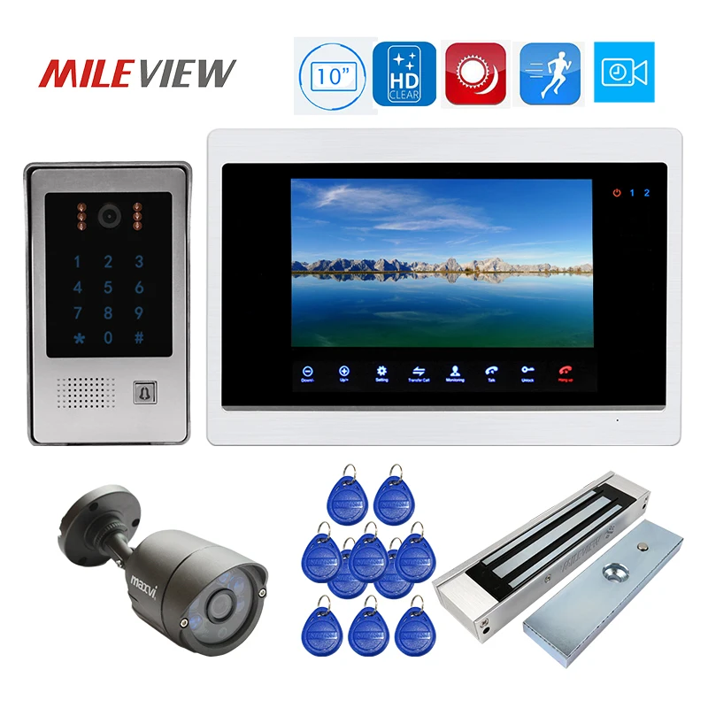 Free Shipping 1200TVL HD 10" Video Door Phone Intercom