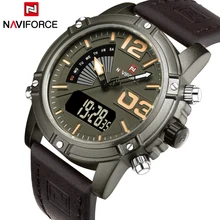 Luxury Brand NAVIFORCE Men Sport Watches Waterproof Led Quartz Clock Male Fashion Leather Military Wrist Watch Relogio Masculino