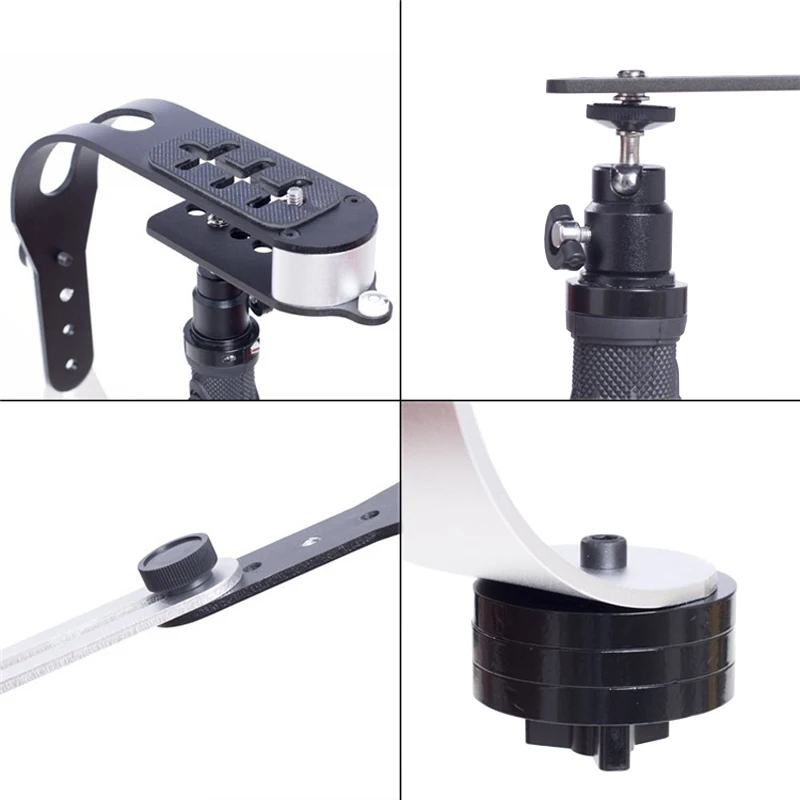 Camera Stabilizer Mini Aluminum Alloy Handheld Steadicam Black Holder Video Bracket & Phone Clip for Canon Nikon Sony Smartphone