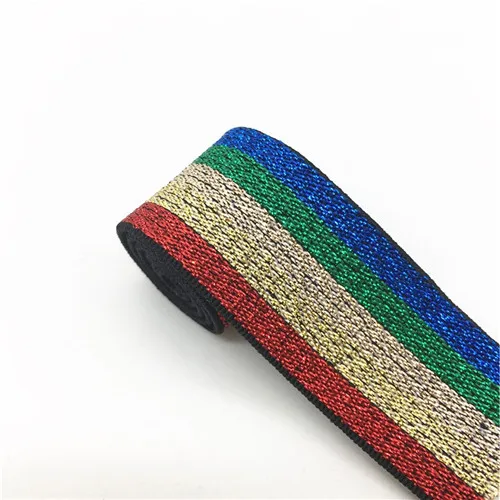 Эластичная лента 25 мм красочные блестящие эластичные ленты s полосатый резиновый ленточный пошив одежда брюки юбка пояс аксессуары 1 метр - Цвет: REGDCHGRBU