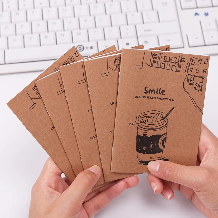 1PC Creative Retro Stationery Kraft Paper Notebook Mini Blank Cup