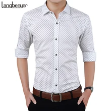 2018 New Autumn Fashion Brand Men Clothes Slim Fit Men Long Sleeve Shirt Men Polka Dot