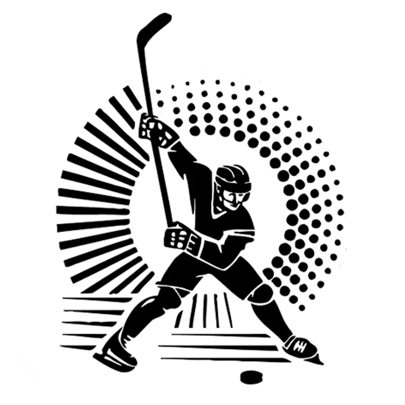 

12.9CM*16.5CM Interesting Hockey Extreme Sport Decor Black/Silver Silhouette Vinyl Car Sticker S9-1035