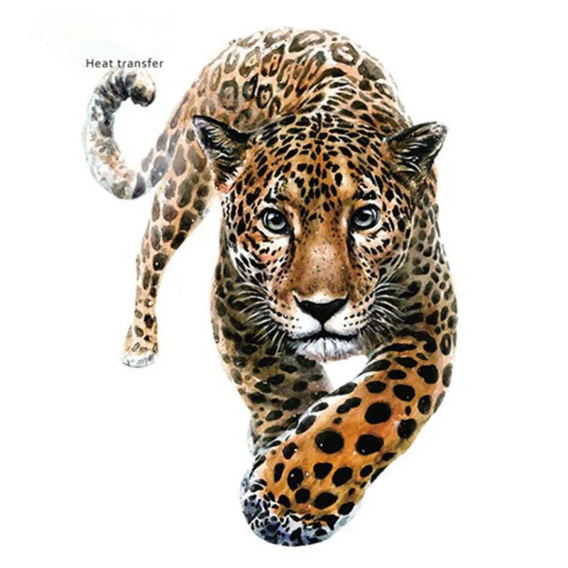 

ShinEquin Biker Patch deal with it Clothes Heat Transfer Printing Leopard Iron on patches for clothing girl Diy PVC 3d Sticker