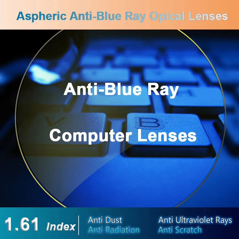 1,61 анти-синий луч одиночное видение для мужчин и женщин оптические линзы для коррекции зрения по рецепту линзы для цифровых устройств
