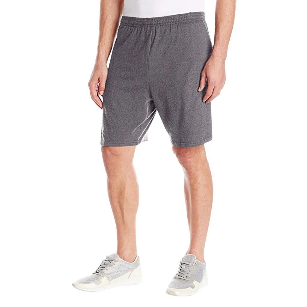 Мужские трикотажные шорты с карманами однотонные свободные эластичные спортивные шорты модные брюки-шаровары черно-белые D