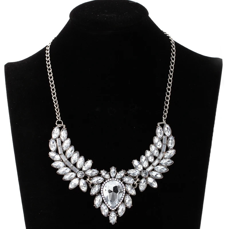 Wholesale Vintage Jewelry Clear Crystal Flower Chokers Necklace Women