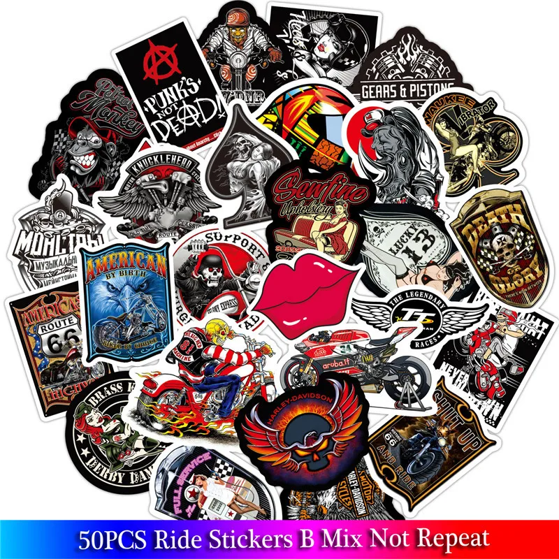 

50Pcs New American Ride Club Stickers Sets Decal For Snowboard Luggage Car Fridge Car- Styling Laptop kids Stickers