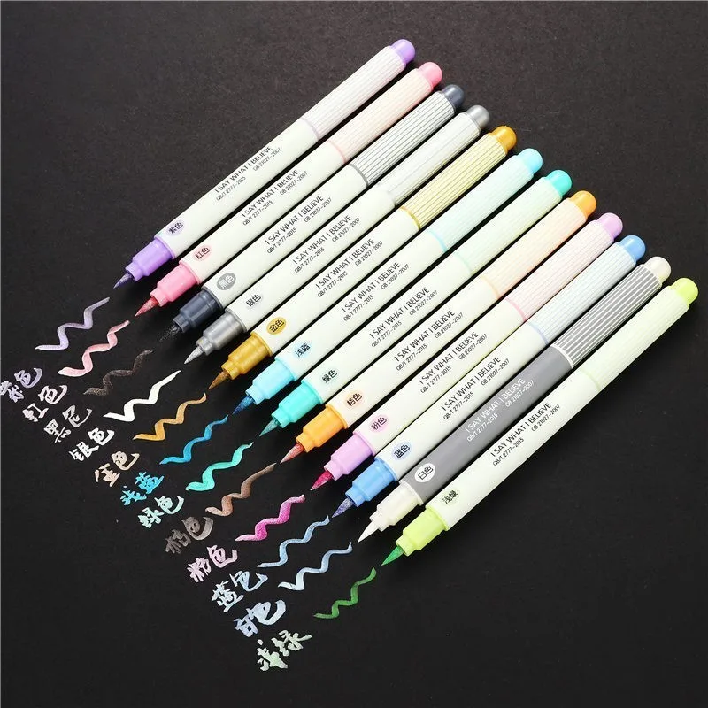 

12 Colors Fluorescent Fineliner Highlighter Pen Set Pastel Colorful Markers Highligters Painting Drawing Pen Art Supplies 04444