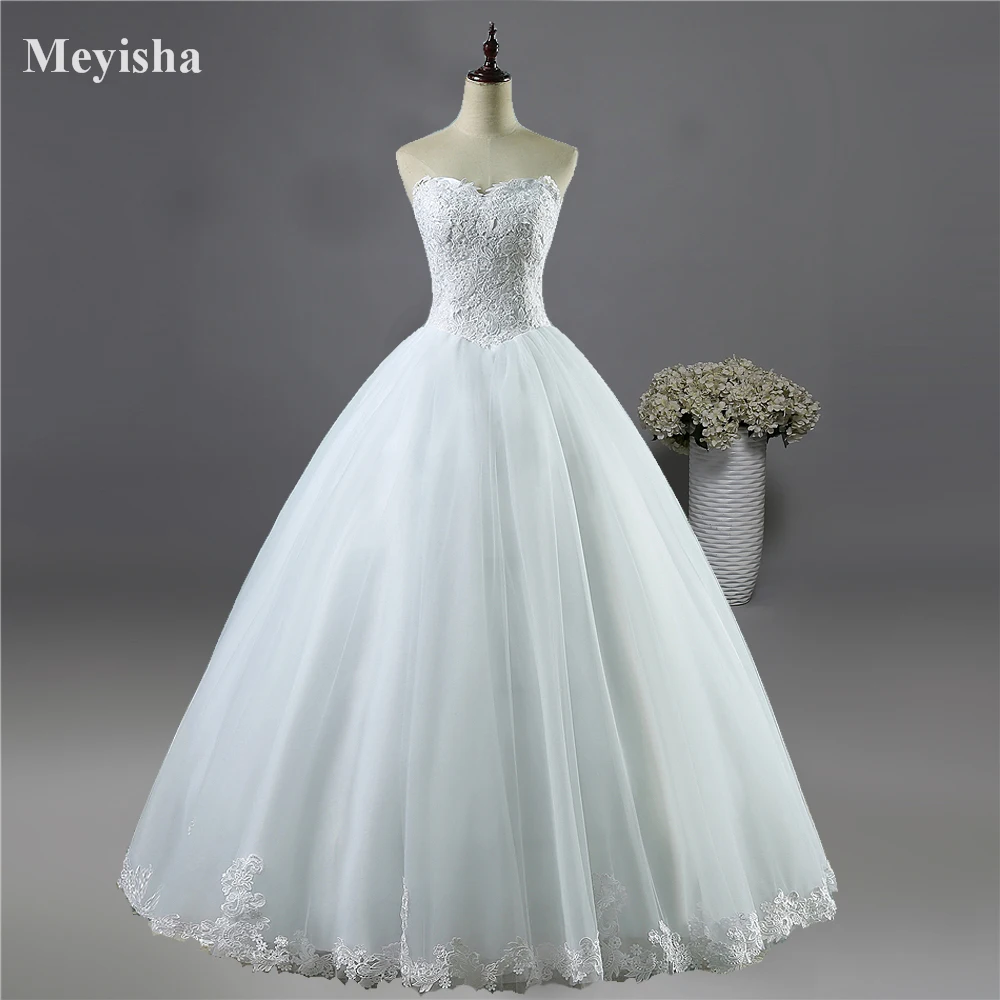 

ZJ9081 lace Bottom White Ivory Prom Gown Lace up back 2019 Wedding Dresses for bride Vintage plus size maxi Customer made