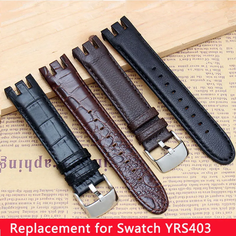Ремешок из натуральной кожи для часов swatch YRS403 412 402G 21 мм|Ремешки часов| |