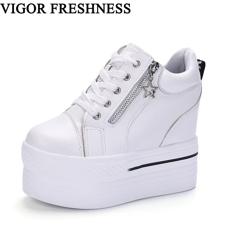 

VIGOR FRESHNESS Pumps Woman Vulcanized Shoes Women Super High Platform Pumps Spring Ladies White Sneakers Autumn Shoes WY61