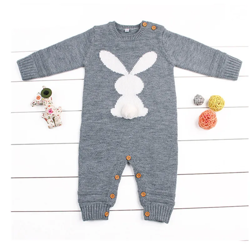 

Baby Girl Romper Winter Warm infant Newborn Boys One-Piece Jumpsuits Cute Rabbit Knit Long Sleeve Body Suits With Legs Sun suit