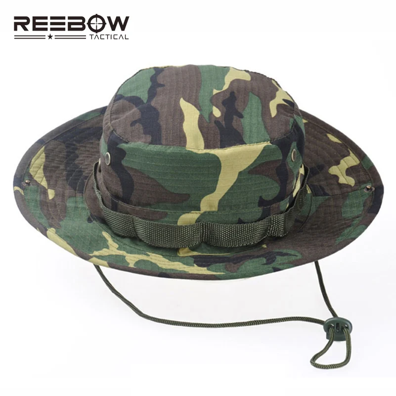 

REEBOW Tactical Boonie Hat Military Men Women Outdoor Travel Camouflage Bucket Hat Army Training Mountaineering Army Train