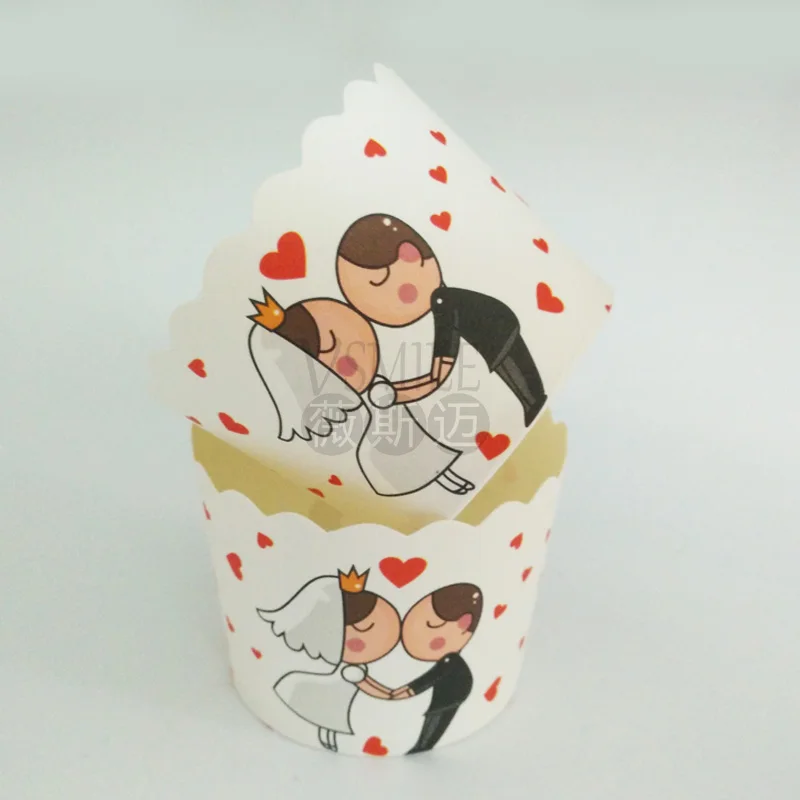 100 шт. любовь красное сердце поцелуй невеста жених кекс лайнеры чашки случаи Мини бумажные выпечки чашки декоративные свадьба день рождения сувениры