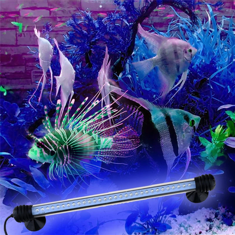 LED Aquarium Light 28.5cm 30LED Blue/White Bright Light Bar Submersible