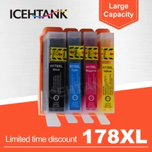 ICEHTANK Compatible Ink Cartridge Replacement For HP 178 XL For HP178 Photosmart 5510 5515 6510 7510 B109a B110a 3070a Printer
