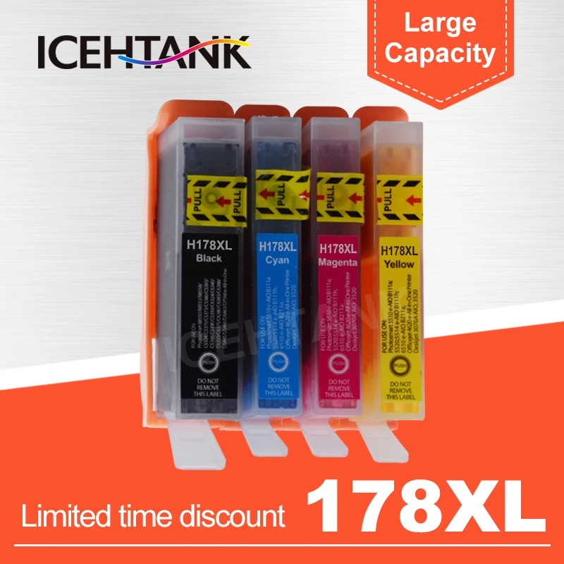Совместимый сменный чернильный картридж ICEHTANK для HP 178 XL принтера Photosmart 5510 5515 6510