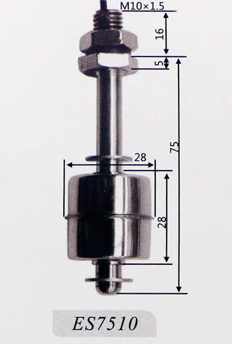 M10* 75 мм 110 V 220 V Tank уровня жидкости Water Сенсор Нержавеющая сталь Поплавковый выключатель ZS7510