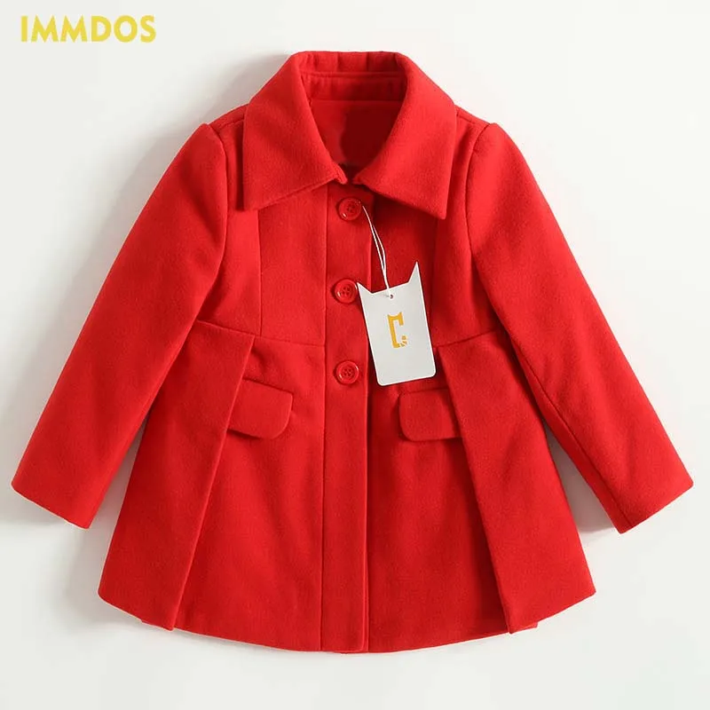 

IMMDOS Children Winter Wool Coat For Girl Kids Long Sleeve Wool Outwear Girls Fashion Clothing 2018 New Year Fashion Clothes