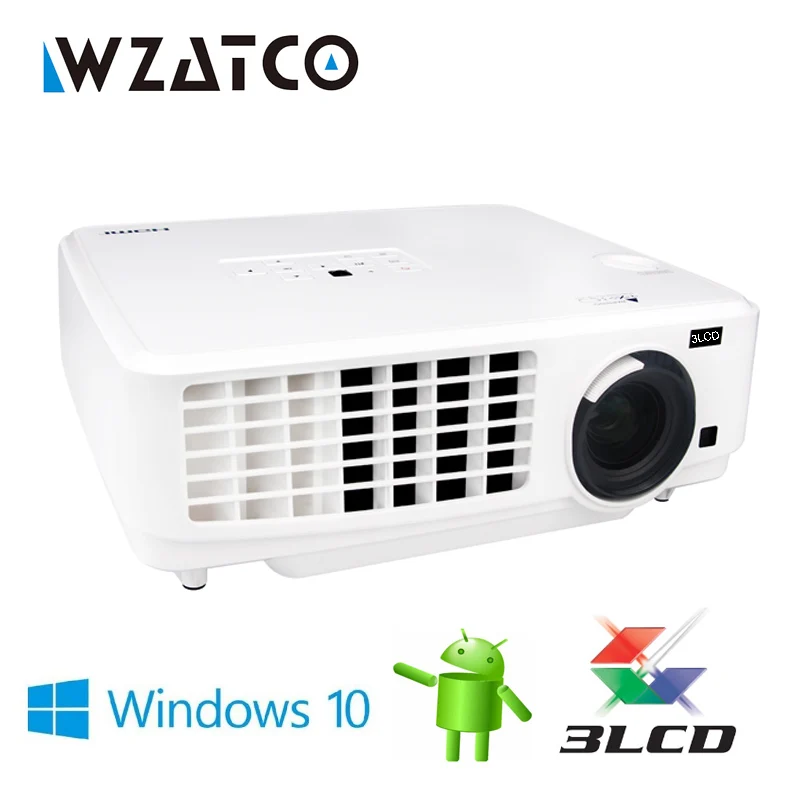 WZATCO Windows 10 Smart WIFI Bluetooth Projector Beamer 3LCD Projectors