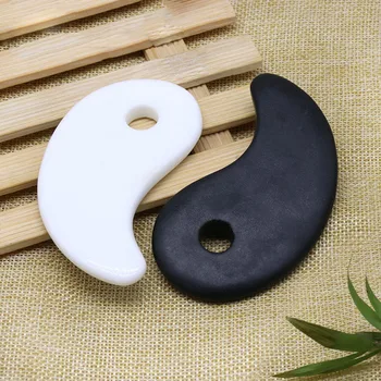 

A Pair Natural Gossip Energy Stones Acupoint Guasha Massager with Stones Needles for Back Gouache Massage Bian Points Needles