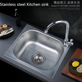

Modern 304 stainless steel kitchen sink with basin faucet,single bowl,Kitchen accessories,deck mounted,with installion video