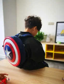 

The Avengers captain America hard shield Backpack Bag student bag Children's gift Agents of S.H.I.E.L.D. for boys and girls use