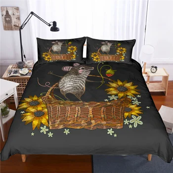 

Yi Chu Xin Uncle mouse Bedding Set Queen Size animal Quilt Cover and Pillowcase Bedclothes Bed Set king comforter set