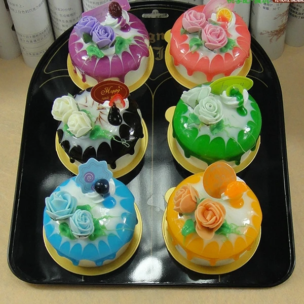 

6pcs/set Simulation Rose Cake PU Small Cake Kids' Kitchen Pretend Play Toys Bakery Squishy Toy