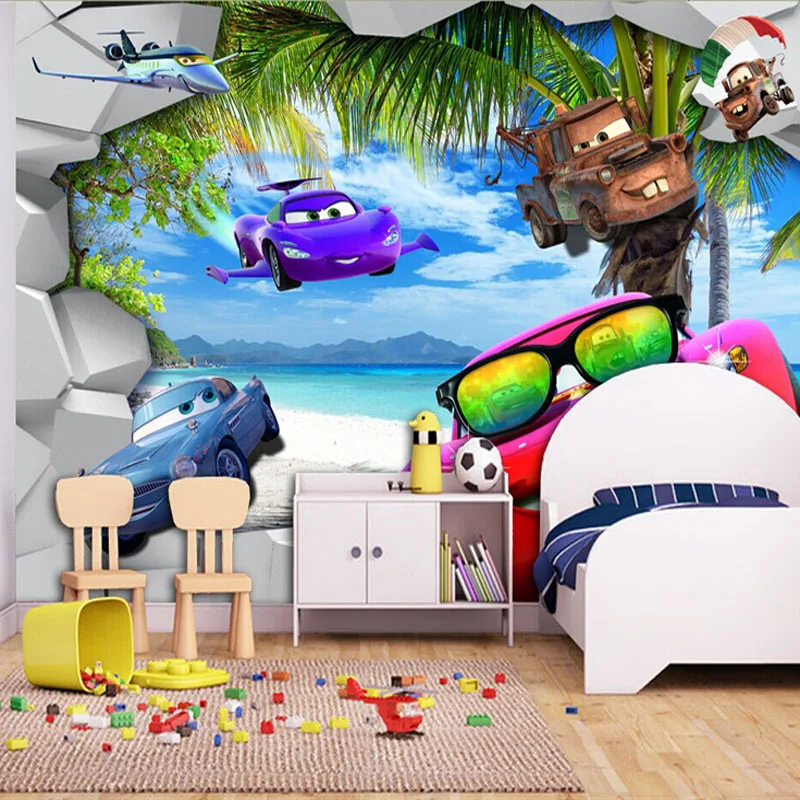 Coches de dibujos animados Fondos de Escritorio 3D Mural de La Pared