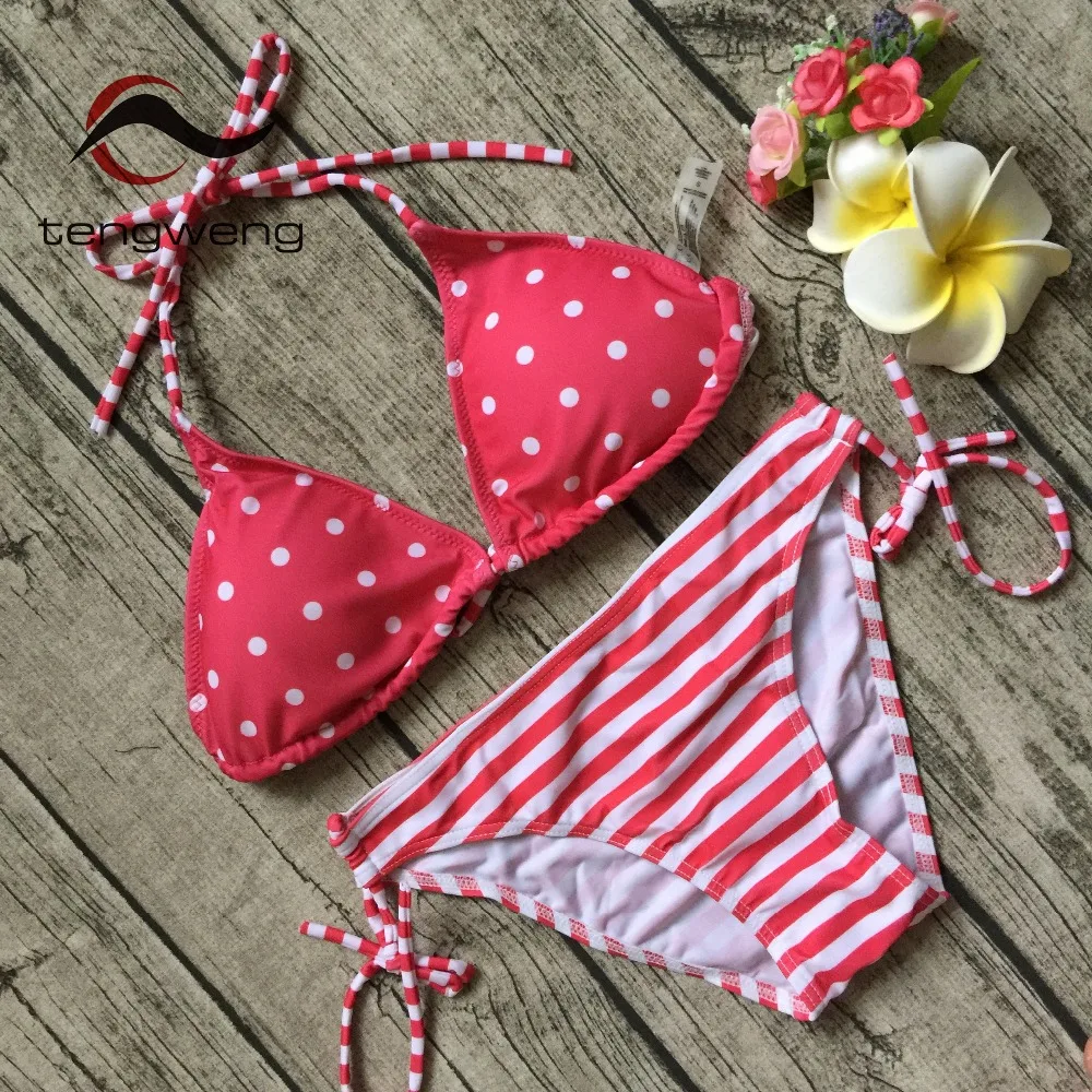 Yellow Polka Dot Kini Bikinis Swimwear Striped Bikini Sets | My XXX Hot ...