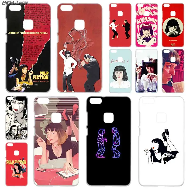 

BINFUL PC Transparent for Huawei P30 p20 lite case P8 P9 P10 Lite Plus Pro P Smart 2019 Mini PULP FICTION design