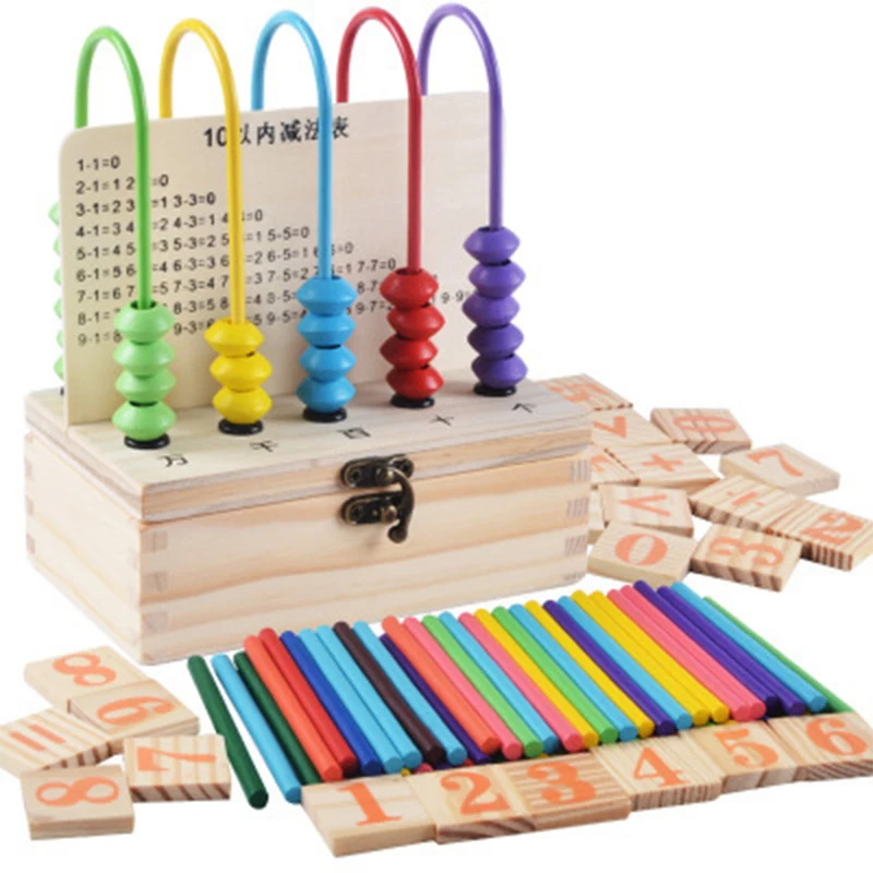 

Toy Children's Wooden Educational Toys Colorful Five-Column Set Building Geometric Shapes Puzzles Toy