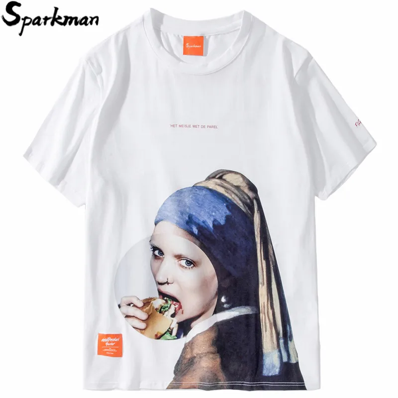 

2019 Funny T Shirt Girl with the Pearl Earring Men Hip Hop T-Shirt Streetwear Summer Tshirts Cotton Dutch Tops Tees Short Sleeve