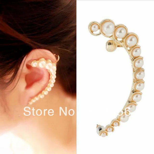 Punk Nice Fashion Luxurious Full Imitation Pearl Earrings Gold Color Punk Nice Fashion Luxurious Full Imitation Pearl Earrings Gold Color Half Moon Ear Cuff For