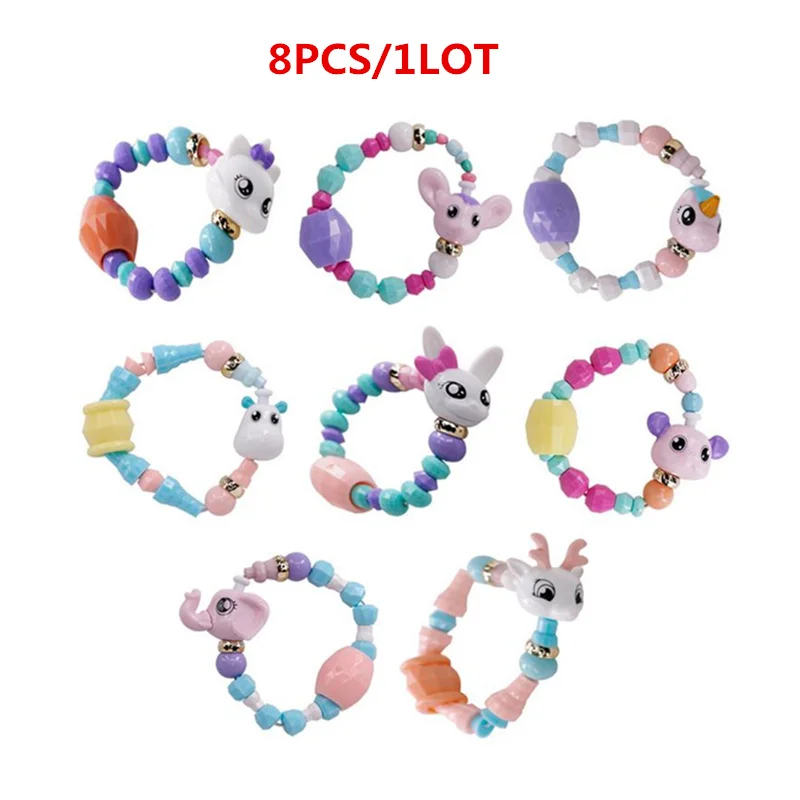 

8pcs/1lot New Design DIY cute kawaii Animal Magic Tricks Petz Creative Elasticity Bracelet Girl Bracelets for Xmas gifts