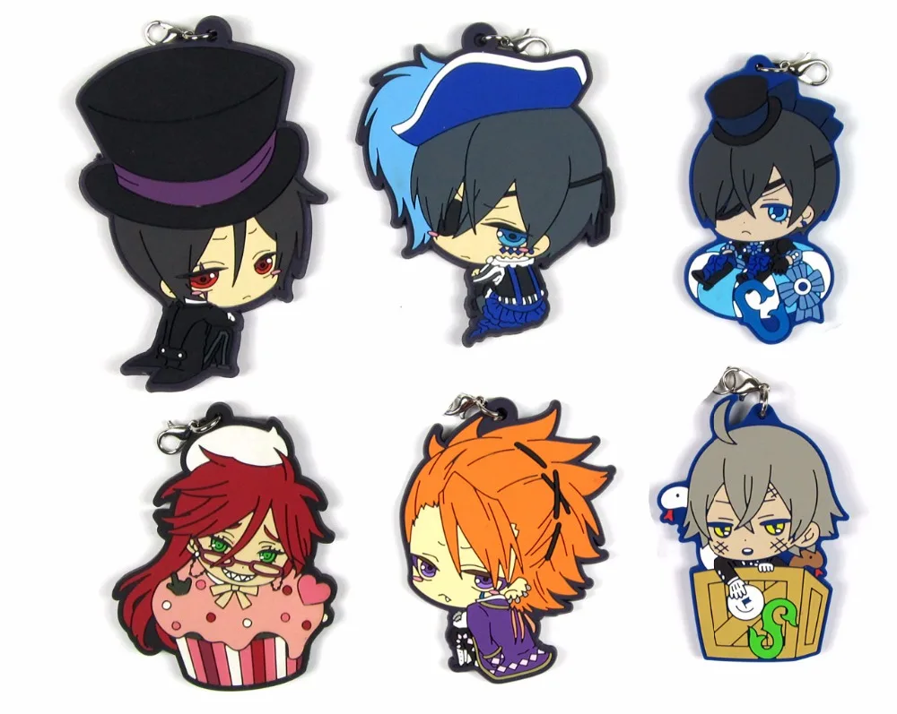 Us 3 49 30 Off Black Butler Anime Keychain Mobile Phone Charms Strap Ciel Phantom Hive Sebastian Joker Dagger Elizabeth Lizzy Snake In Key Chains