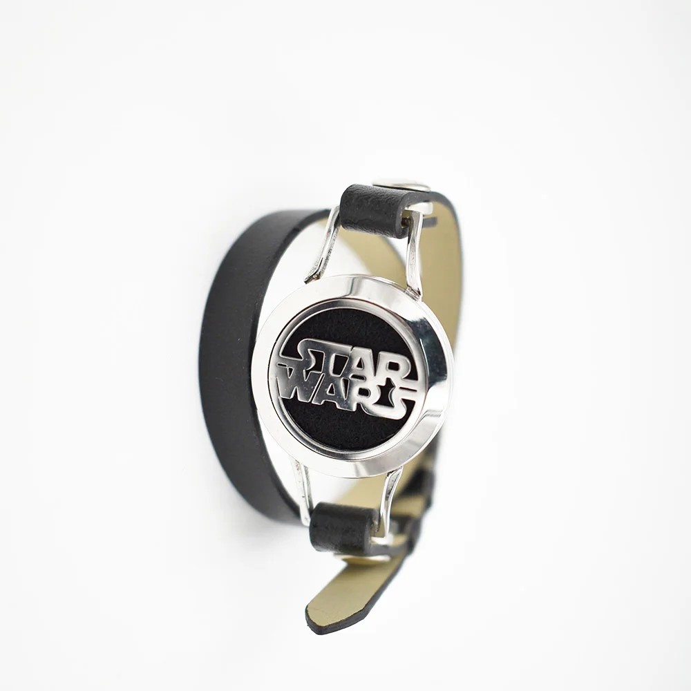 

Star Wars Perfume Locket Bracelets Black PU Leather Essential Oil Diffuser Perfume Locket Bracelet