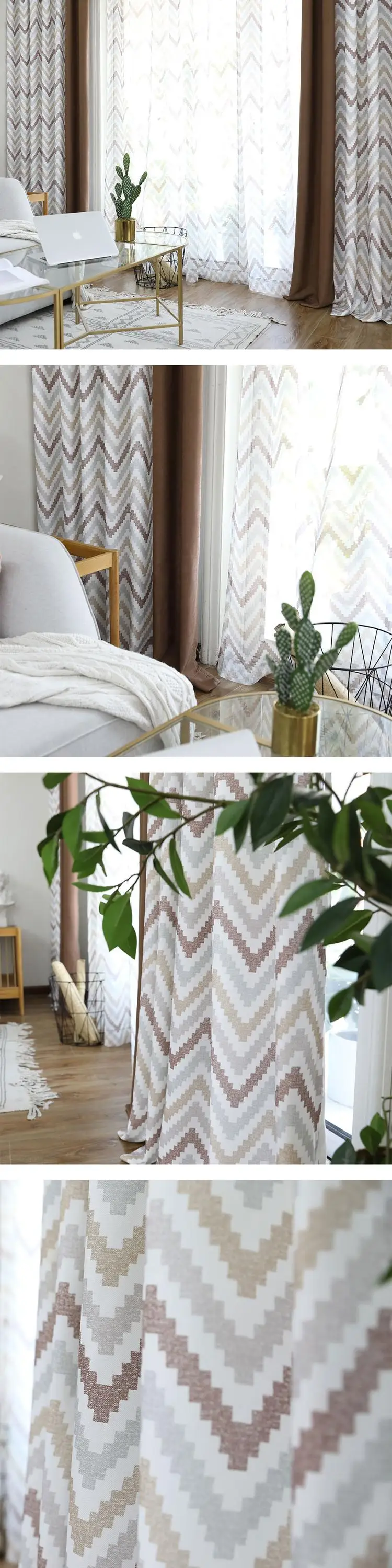 SZ109 NAPEARL Stitching Modern Design Drapes for Bedroom Windows Thick Curtains Wavy Pattern Colorful Elegant Panel All Match Tulle (5)